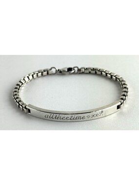 Tiffany & Co. 925 Silver Venetian Box Link I.D. Bracelet 7.5'' (20g) Engraved